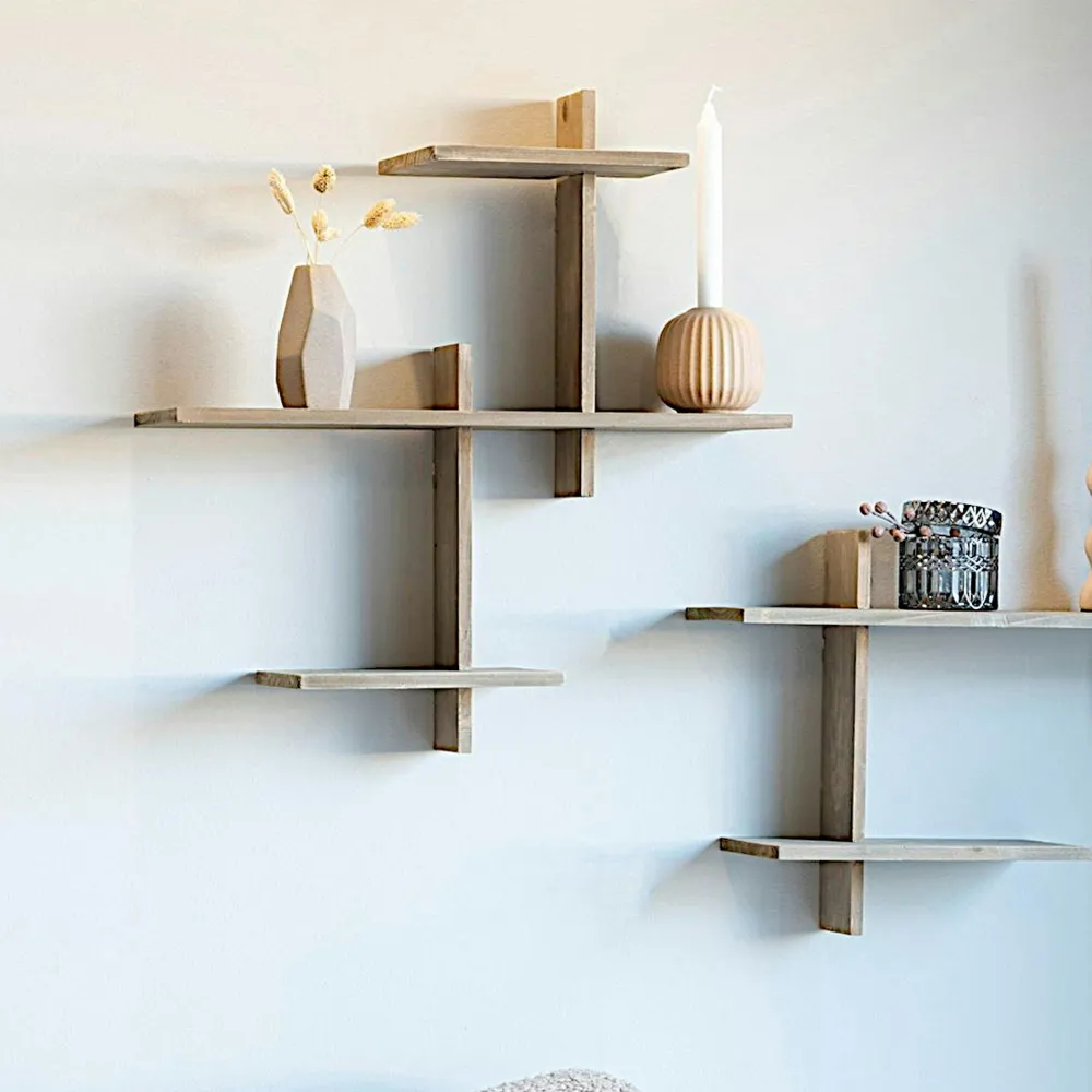 Meubles De Salon·Etagères Murales|Meubles De Rangement·Etagères Murales|TALLINN Etagère murale déstructurée en bois