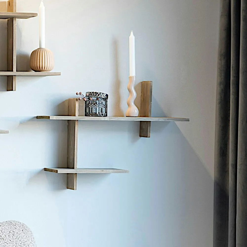 Meubles De Salon·Etagères Murales|Meubles De Rangement·Etagères Murales|TALLINN Etagère murale déstructurée en bois 66 cm