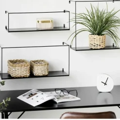 Meubles De Salon·Etagères Murales|Meubles De Rangement·Etagères Murales|TALLINN Etagère murale minimaliste en métal noir (lot de 3)