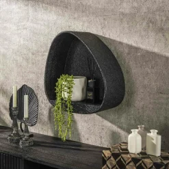 Meubles De Salon·Etagères Murales|Meubles De Rangement·Etagères Murales|TAJ Etagère murale noire forme organique 46 cm