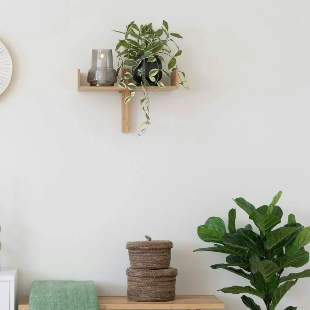 Meubles De Salon·Etagères Murales|Meubles De Rangement·Etagères Murales|TALLINN Etagère murale verticale en bambou 3 plateaux avec joues 102 cm