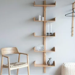 Meubles De Salon·Etagères Murales|Meubles De Rangement·Etagères Murales|TALLINN Etagère murale verticale en bambou 5 plateaux avec joues 180 cm
