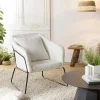 Fauteuils En Tissu|Chaises Bouclettes|TIM Fauteuil blanc en tissu bouclette