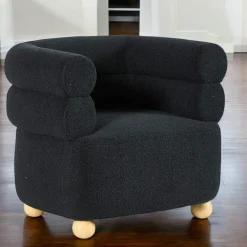 Fauteuils En Tissu|IENA Fauteuil cabriolet design tissu bouclé bleu