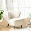 Fauteuils En Tissu|Chaises Bouclettes|TIM Fauteuil capitonné tissu bouclette blanc