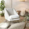 Fauteuils En Tissu|Chaises Bouclettes|TIM Fauteuil club blanc tissu bouclette
