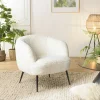 Fauteuils En Tissu|Chaises Bouclettes|TIM Fauteuil club tissu bouclette blanc