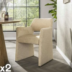 Meubles De Bureau·Fauteuils De Bureau|Meubles De Cuisine·Chaises|CREEK Fauteuil confortable à roulettes tissu cosy beige (x2)