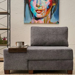 Fauteuils Convertibles|Fauteuils En Tissu|BUZON Fauteuil convertible anthracite chenille, plateau gauche