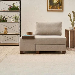 Fauteuils Convertibles|Fauteuils En Tissu|BUZON Fauteuil convertible anthracite chenille, plateau gauche