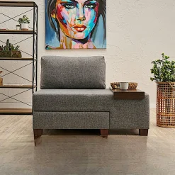 Fauteuils Convertibles|Fauteuils En Tissu|BUZON Fauteuil convertible anthracite chenille, plateau gauche