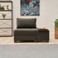 Fauteuils En Tissu|Fauteuils Convertibles|BUZON Fauteuil convertible anthracite lin, plateau droit