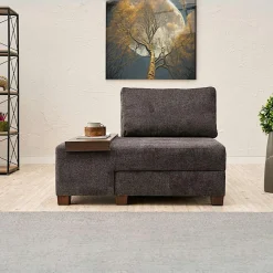 Fauteuils En Tissu|Fauteuils Convertibles|BUZON Fauteuil convertible anthracite lin, plateau droit