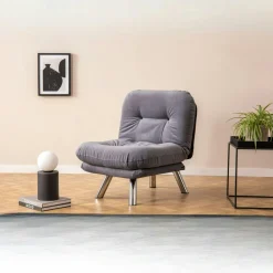 Fauteuils Convertibles|CUSCO Fauteuil convertible banquette gris orage pieds chromés