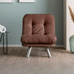 Fauteuils Convertibles|CUSCO Fauteuil convertible banquette beige pieds chromés