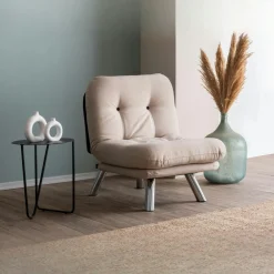 Fauteuils Convertibles|CUSCO Fauteuil convertible banquette beige pieds chromés