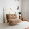Fauteuils En Tissu|LUCCA Fauteuil convertible beige velours, oreiller intégré