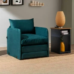 Fauteuils En Tissu|Fauteuils Convertibles|ORURO Fauteuil convertible beige lin 1 place couchage 200 cm