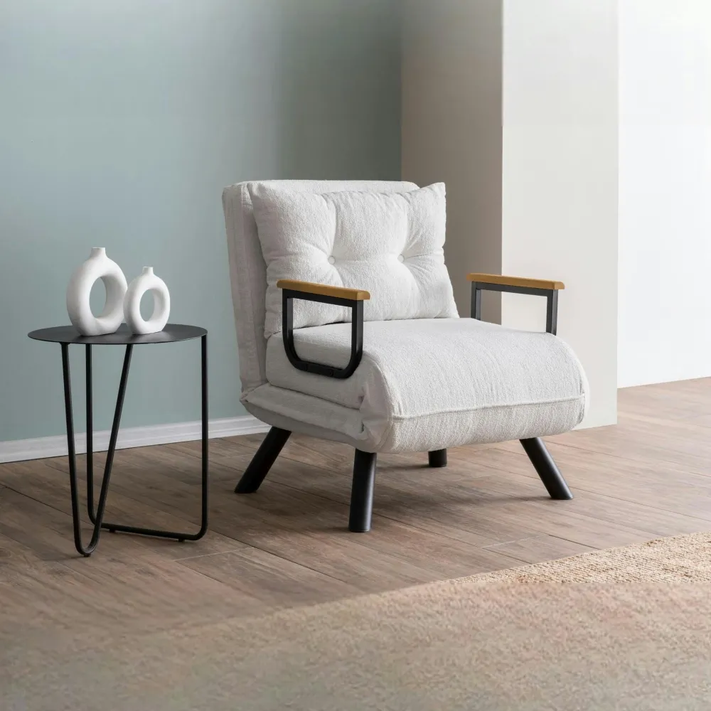 Fauteuils En Tissu|Fauteuils Convertibles|MODI Fauteuil convertible bleu - coussin assorti