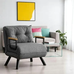 Fauteuils En Tissu|Fauteuils Convertibles|MODI Fauteuil convertible bleu - coussin assorti