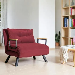 Fauteuils En Tissu|Fauteuils Convertibles|MODI Fauteuil convertible bordeaux - coussin assorti