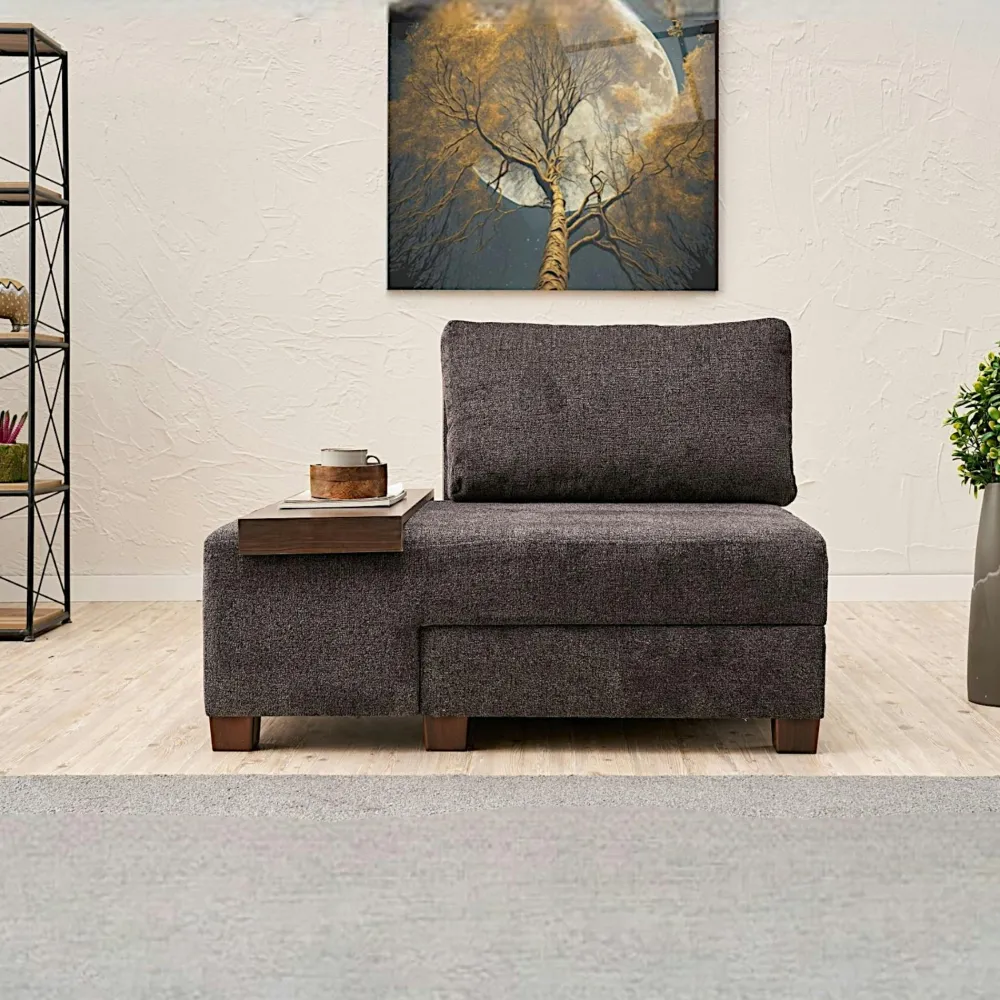 Fauteuils En Tissu|Fauteuils Convertibles|BUZON Fauteuil convertible écru en lin, plateau gauche