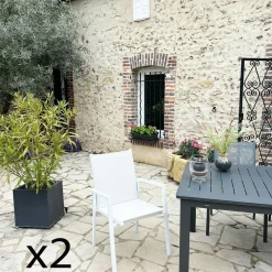 Chaises De Jardin|Meubles En Aluminium Brafab|Oslo Fauteuil de jardin blanc en aluminium (lot de 2)