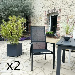 Chaises De Jardin|Meubles En Aluminium Brafab|Oslo Fauteuil de jardin en aluminium avec dossier réglable gris anthracite (lot de 2)