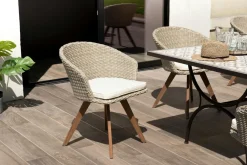 Chaises De Jardin|OUTDOOR DETROIT Fauteuil de jardin en résine tressée couleur grise coussin gris DETROIT