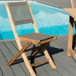 Chaises De Jardin|SUMMER Fauteuil de jardin en teck et textilène taupe (lot de 2)