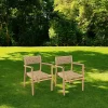Chaises De Jardin|SUMMER Fauteuil de jardin en teck tressage motif losanges (lot de 2)