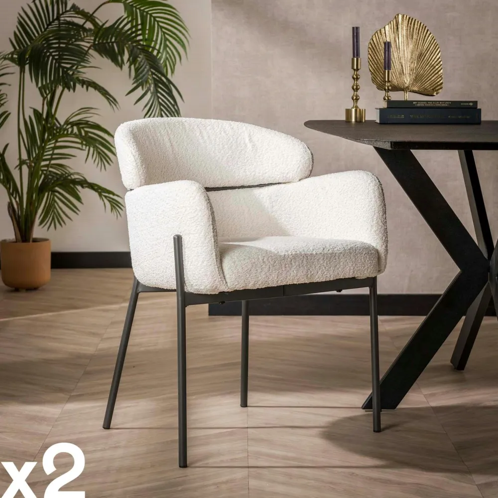 Univers Déco·Design Contemporain|Meubles De Cuisine·Chaises|GALWAY Fauteuil de table beige dossier rond (lot de 2)