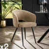 Univers Déco·Design Contemporain|Meubles De Cuisine·Chaises|GALWAY Fauteuil de table beige en bouclette style design (lot de 2)