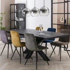 Chaises Velours|Chaises Contemporaines|FLORENCE Fauteuil de table contemporain velours noir (lot de 2)