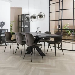 Chaises Velours|Meubles De Cuisine·Chaises|PALERME Fauteuil de table en velours taupe avec retour (lot de 2)