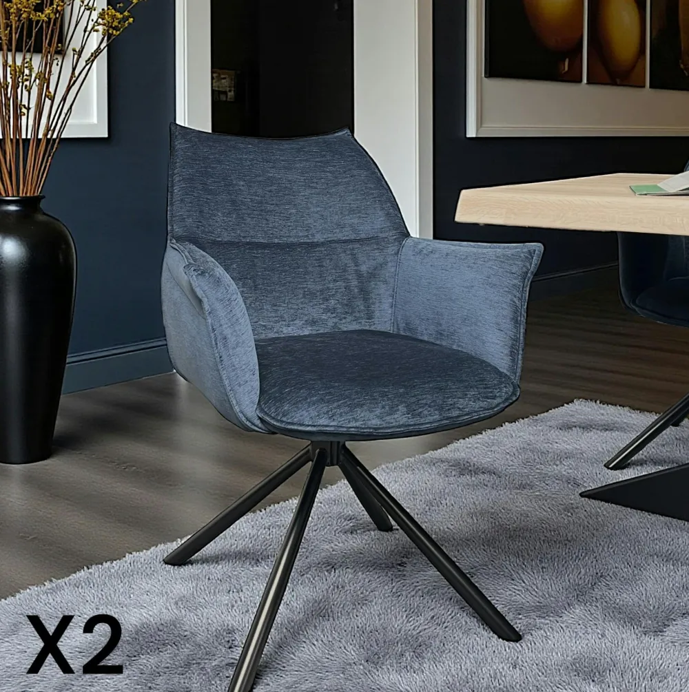 Meubles De Cuisine·Chaises|Chaises Velours|PALERME Fauteuil de table en velours doré avec retour (lot de 2)