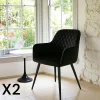 Chaises Velours|Chaises Contemporaines|SAVONE Fauteuil de table en velours noir (lot de 2)