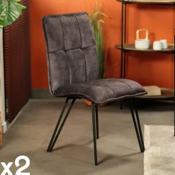 Chaises Contemporaines|Meubles De Cuisine·Chaises|SAVONE Fauteuil de table noir vintage (lot de 2)