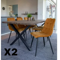 Chaises Contemporaines|Meubles De Cuisine·Chaises|SAVONE Fauteuil de table noir vintage (lot de 2)