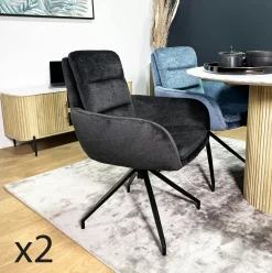 Meubles De Cuisine·Chaises|Chaises Avec Accoudoirs|PALERME Fauteuil de table pivotant en velours gris (lot de 2)