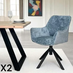 Chaises Avec Accoudoirs|Chaises Contemporaines|IENA Fauteuil de table pivotant tissu terracotta (lot de 2)