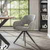 Chaises Avec Accoudoirs|Chaises Contemporaines|CREEK Fauteuil de table pivotant en tissu gris chiné (lot de 2)