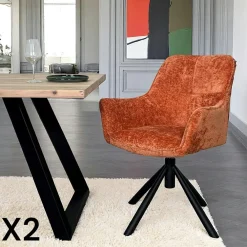 Meubles De Cuisine·Chaises|Chaises Avec Accoudoirs|IENA Fauteuil de table pivotant tissu noir (lot de 2)