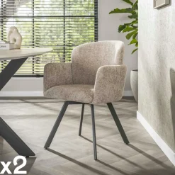 Meubles De Cuisine·Chaises|Meubles De Bureau·Fauteuils De Bureau|CREEK Fauteuil de table pivotant taupe texturé (lot de 2)