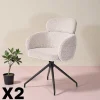 Meubles De Cuisine·Chaises|Chaises Contemporaines|LOMBARDIE Fauteuil de table pivotant beige bouclette (lot de 2)