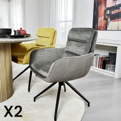 Meubles De Cuisine·Chaises|Chaises Avec Accoudoirs|PALERME Fauteuil de table pivotant en velours bleu (lot de 2)