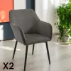 Chaises Avec Accoudoirs|Chaises Contemporaines|MALMOE Fauteuil de table tissu cotelé gris (lot de 2)