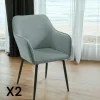 Chaises Avec Accoudoirs|Chaises Contemporaines|MALMOE Fauteuil de table tissu cotelé bleu (lot de 2)