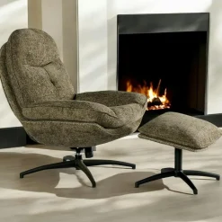 Fauteuils En Tissu|IENA Fauteuil détente rouille pivotant avec repose-pieds