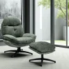 Fauteuils En Tissu|IENA Fauteuil détente vert sapin pivotant avec repose-pieds